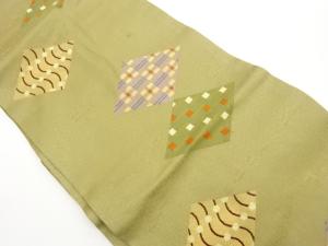 菱に幾何学模様織出し名古屋帯